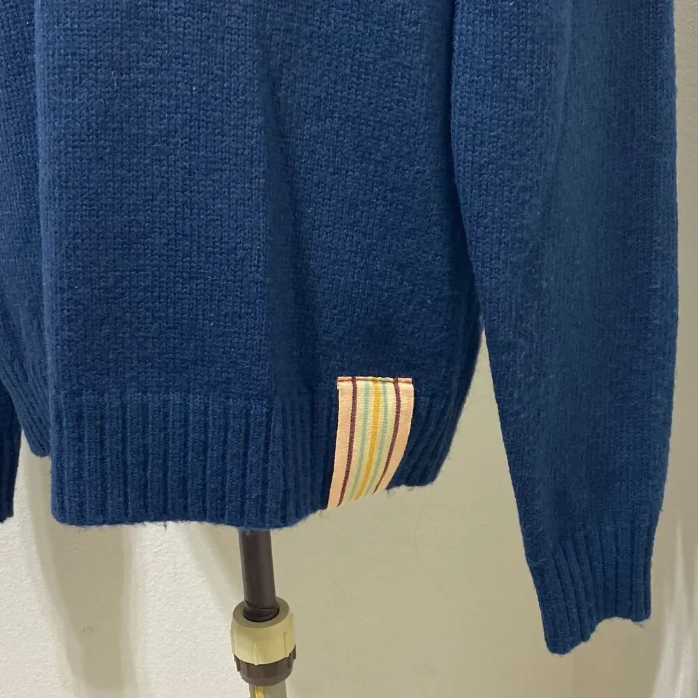 Trovata Wool Blend Navy Blue V-Neck Cardigan Sweater Women's Size Medium